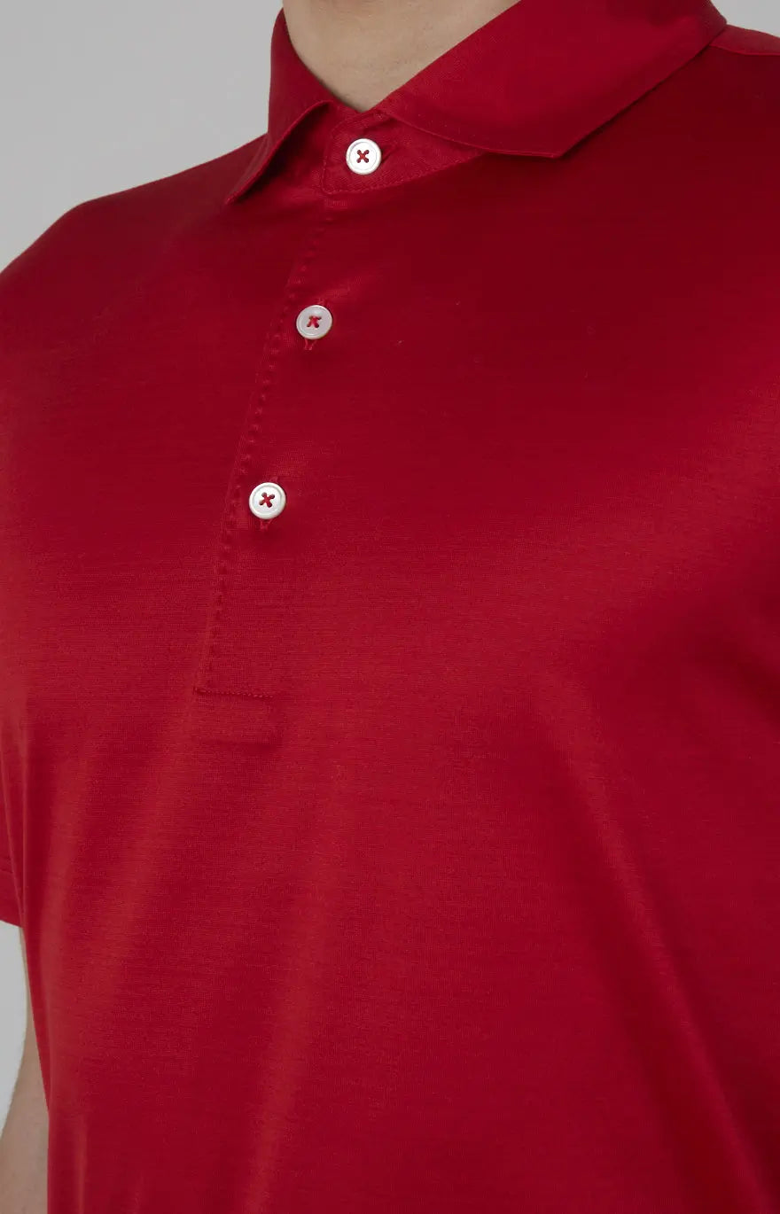 Short-sleeved polo shirt in ultra-light Scottish yarn