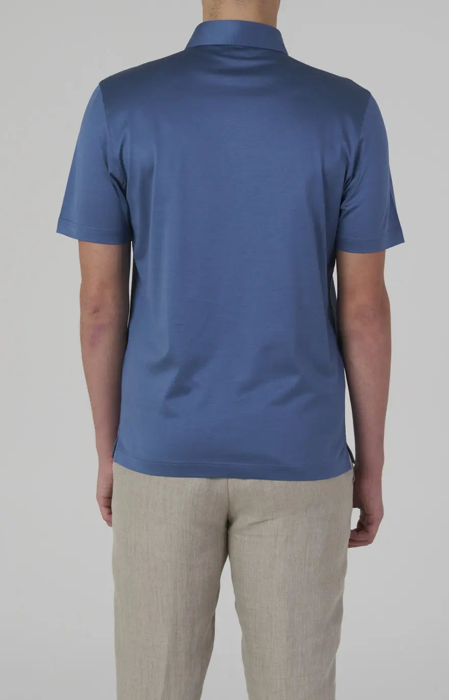 Short-sleeved polo shirt in ultra-light Scottish yarn