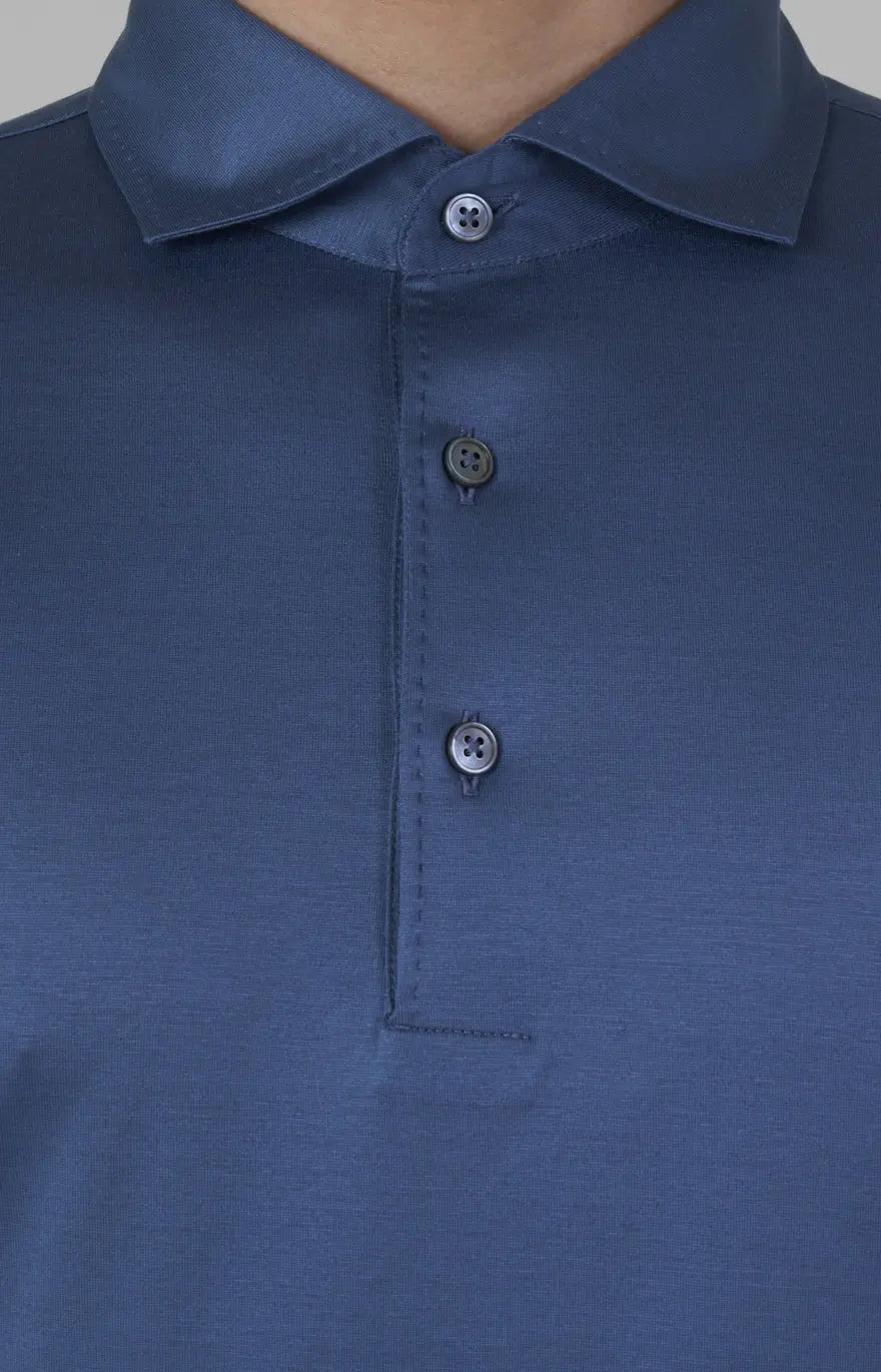 Short-sleeved polo shirt in ultra-light Scottish yarn