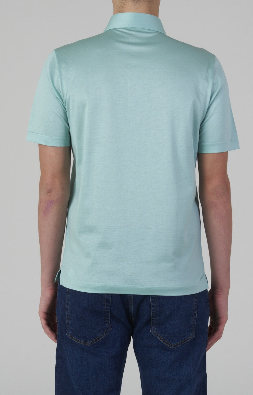 Short-sleeved polo shirt in ultra-light Scottish yarn