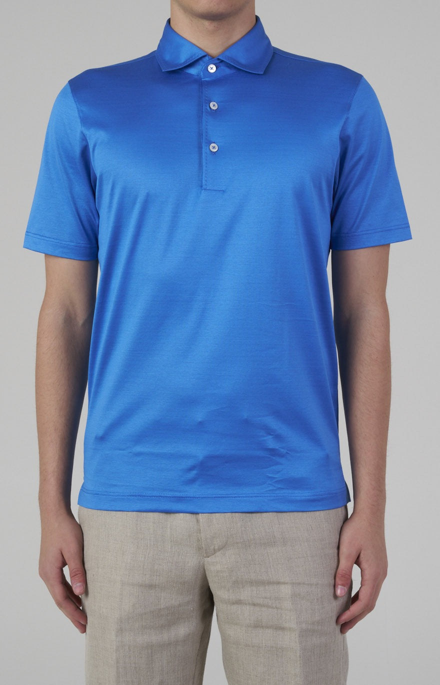 Short-sleeved polo shirt in ultra-light Scottish yarn