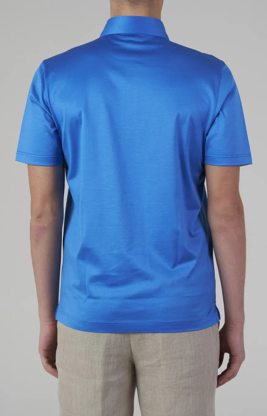 Short-sleeved polo shirt in ultra-light Scottish yarn