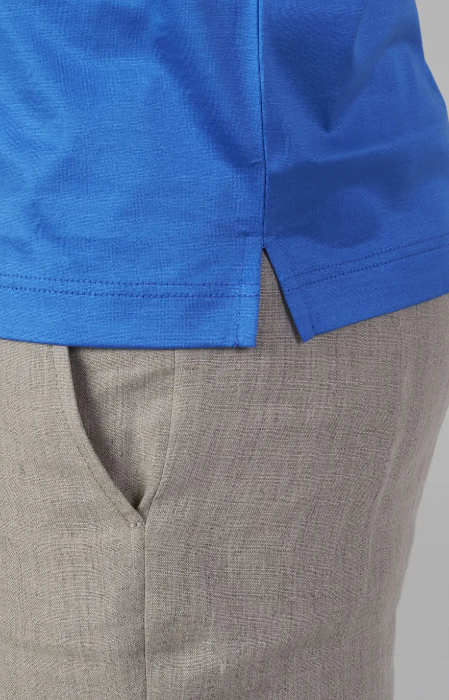 Short-sleeved polo shirt in ultra-light Scottish yarn