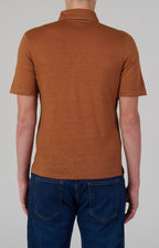 Short-sleeved polo shirt in ultra-light linen jersey