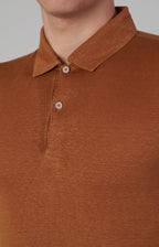 Short-sleeved polo shirt in ultra-light linen jersey