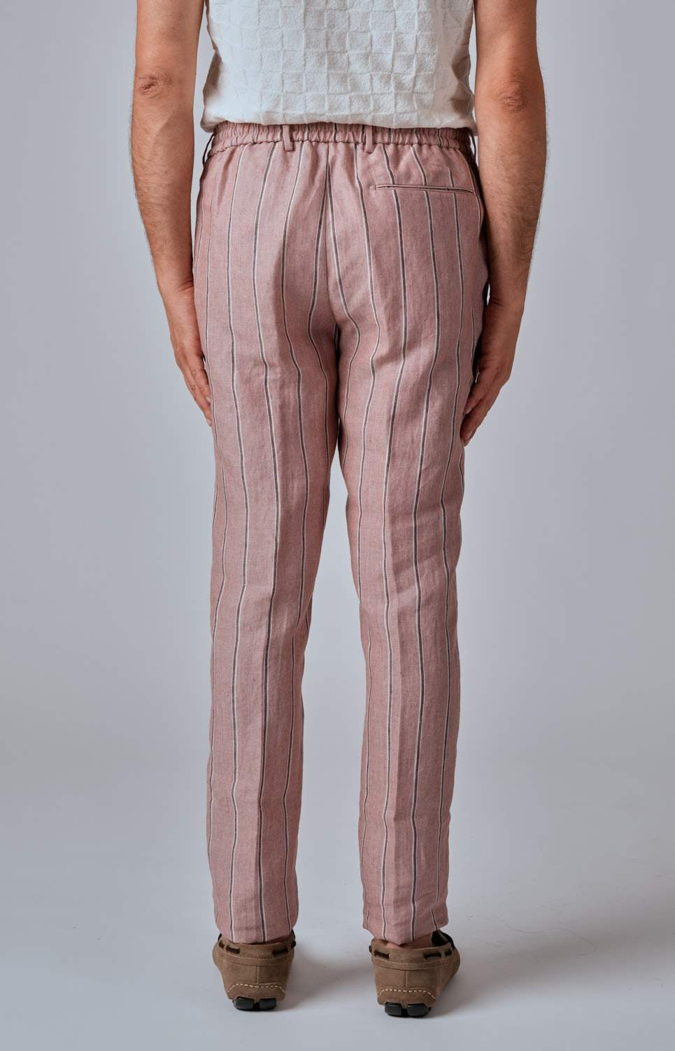 Pantalone "Leisure Fit" in lino rigato