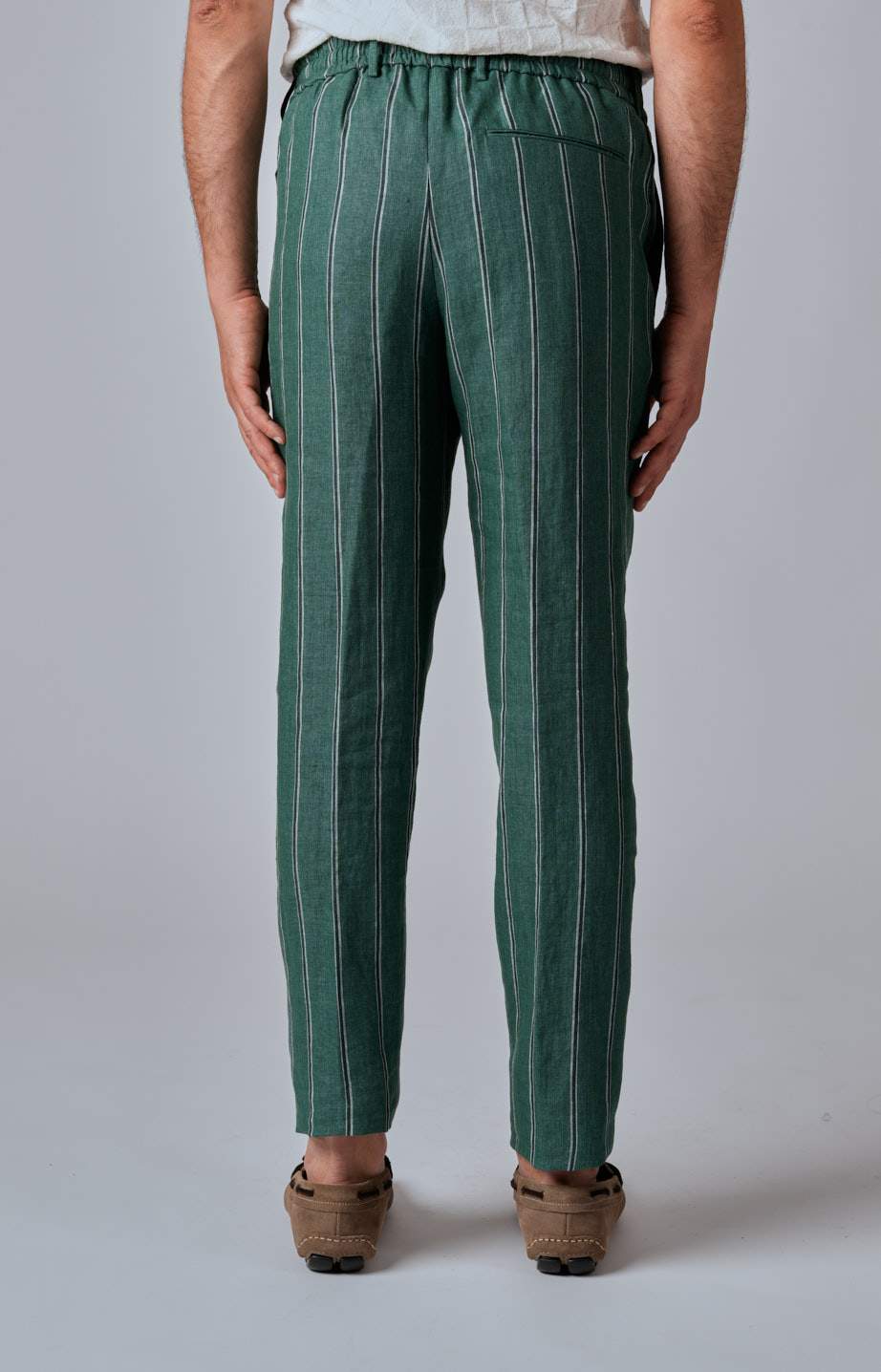 Pantalone "Leisure Fit" in lino rigato