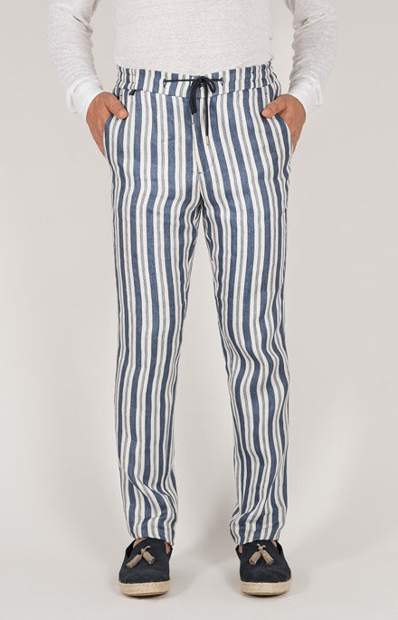 Pantalone leisure fit in puro lino con coulisse_473_1