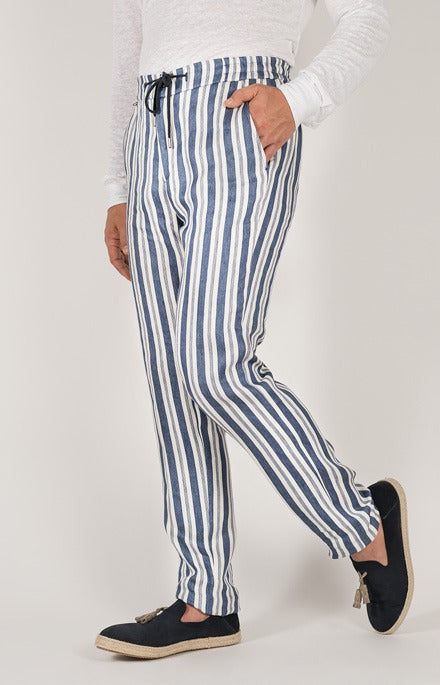 Pantalone leisure fit in puro lino con coulisse_473_2