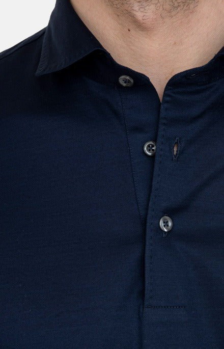 Short-sleeved polo shirt in ultra-light Scottish yarn