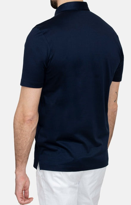 Short-sleeved polo shirt in ultra-light Scottish yarn