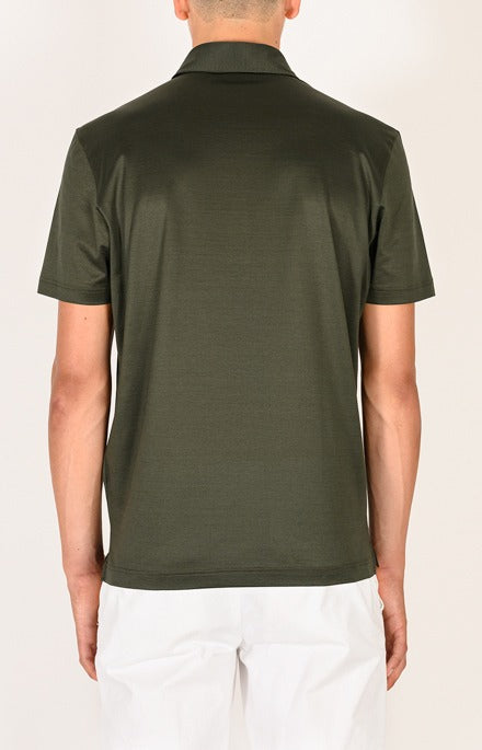 Short-sleeved polo shirt in ultra-light Scottish yarn