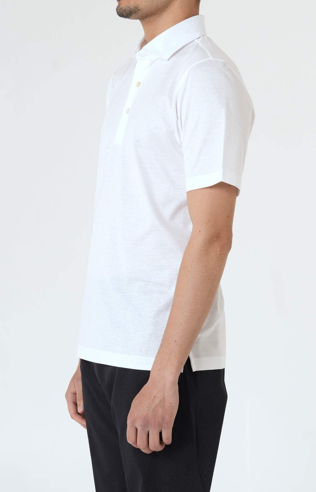 Short-sleeved polo shirt in ultra-light Scottish yarn