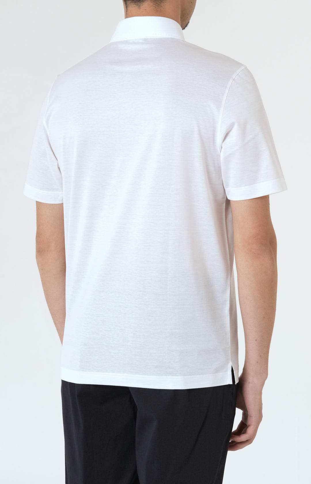 Short-sleeved polo shirt in ultra-light Scottish yarn