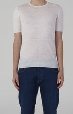 Short-sleeved T-shirt in ultra-light linen jersey
