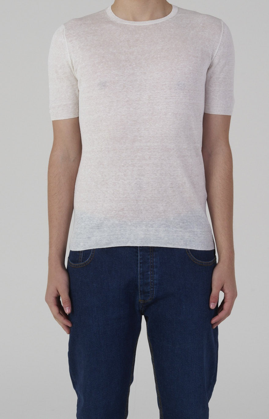 Short-sleeved T-shirt in ultra-light linen jersey