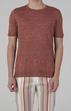 Short-sleeved T-shirt in ultra-light linen jersey