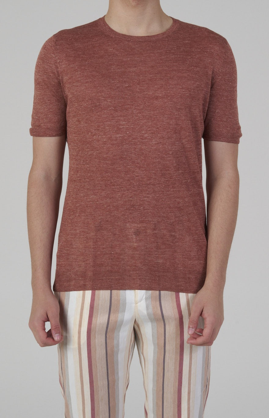 Short-sleeved T-shirt in ultra-light linen jersey