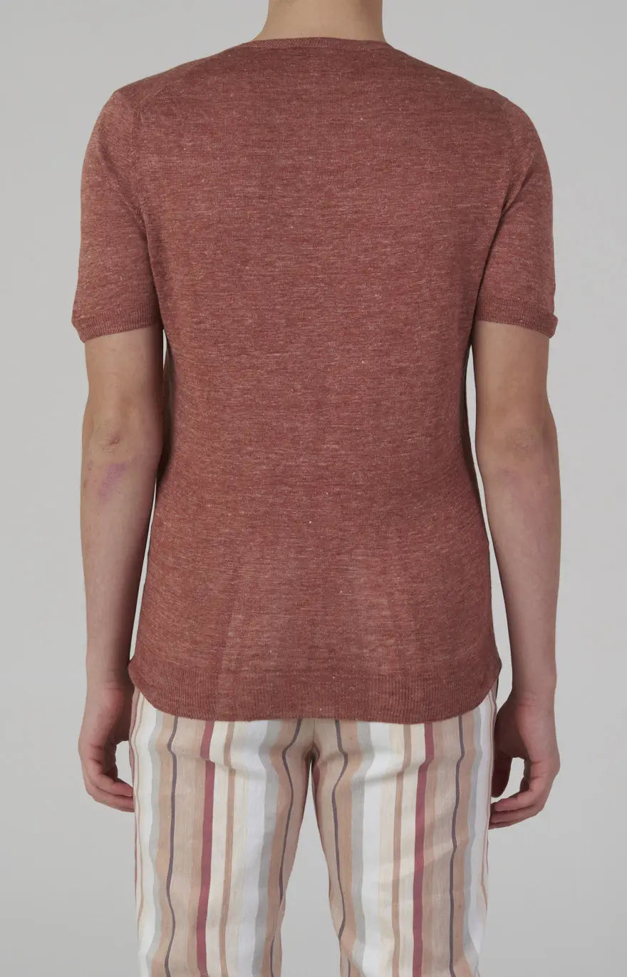 Short-sleeved T-shirt in ultra-light linen jersey