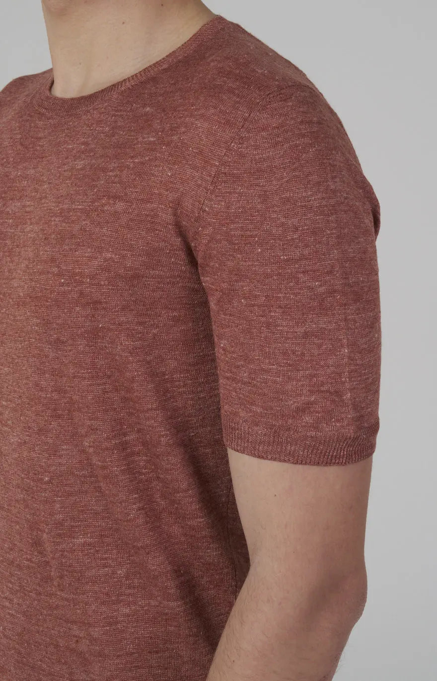 Short-sleeved T-shirt in ultra-light linen jersey