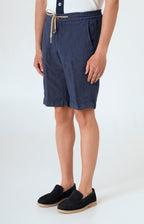 “Leisure fit” linen Bermuda shorts