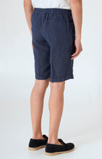 “Leisure fit” linen Bermuda shorts