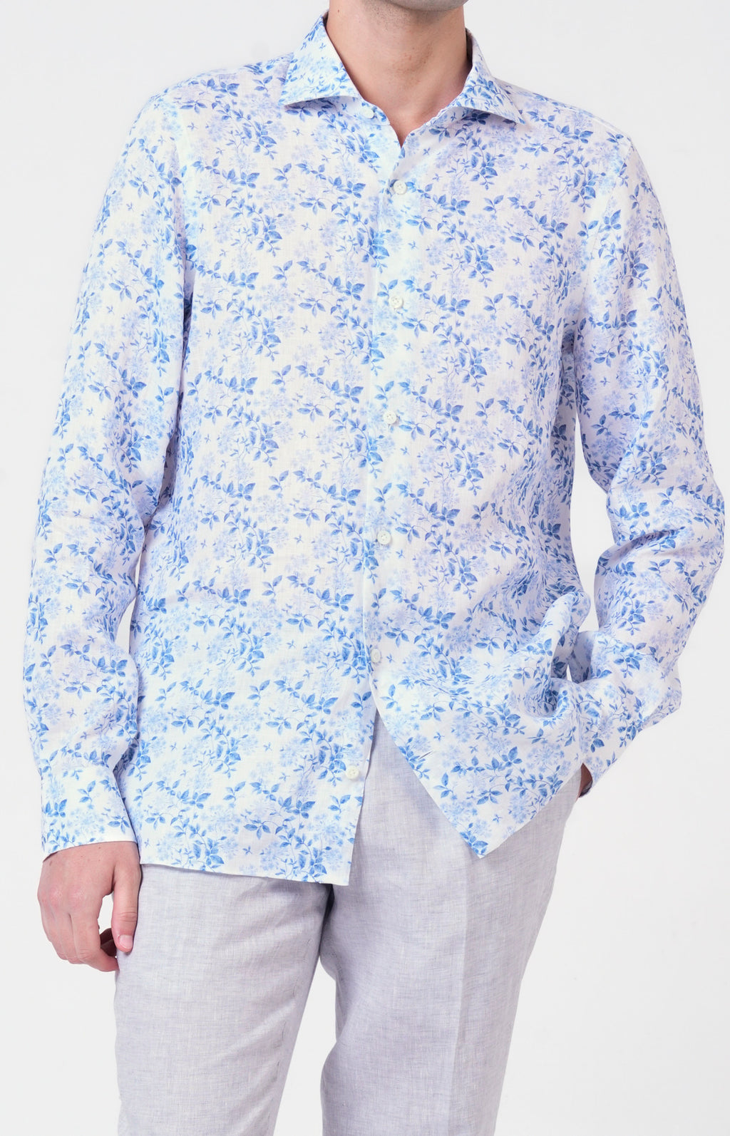 Camicia in lino con esclusiva fantasia