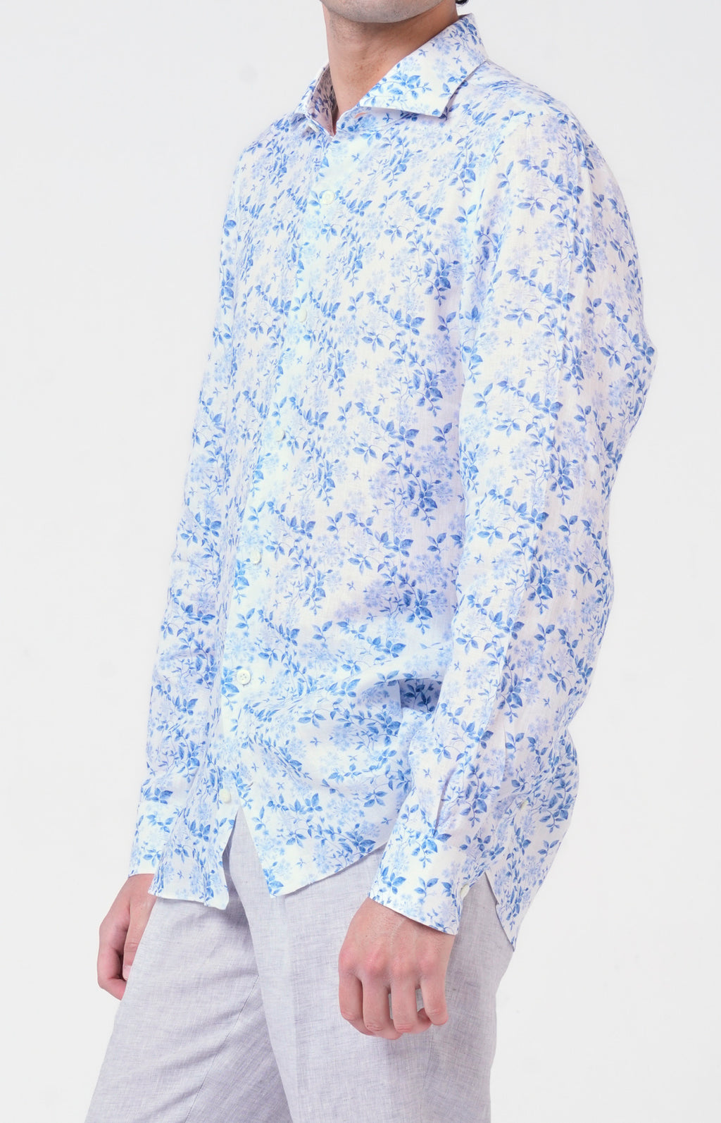 Camicia in lino con esclusiva fantasia