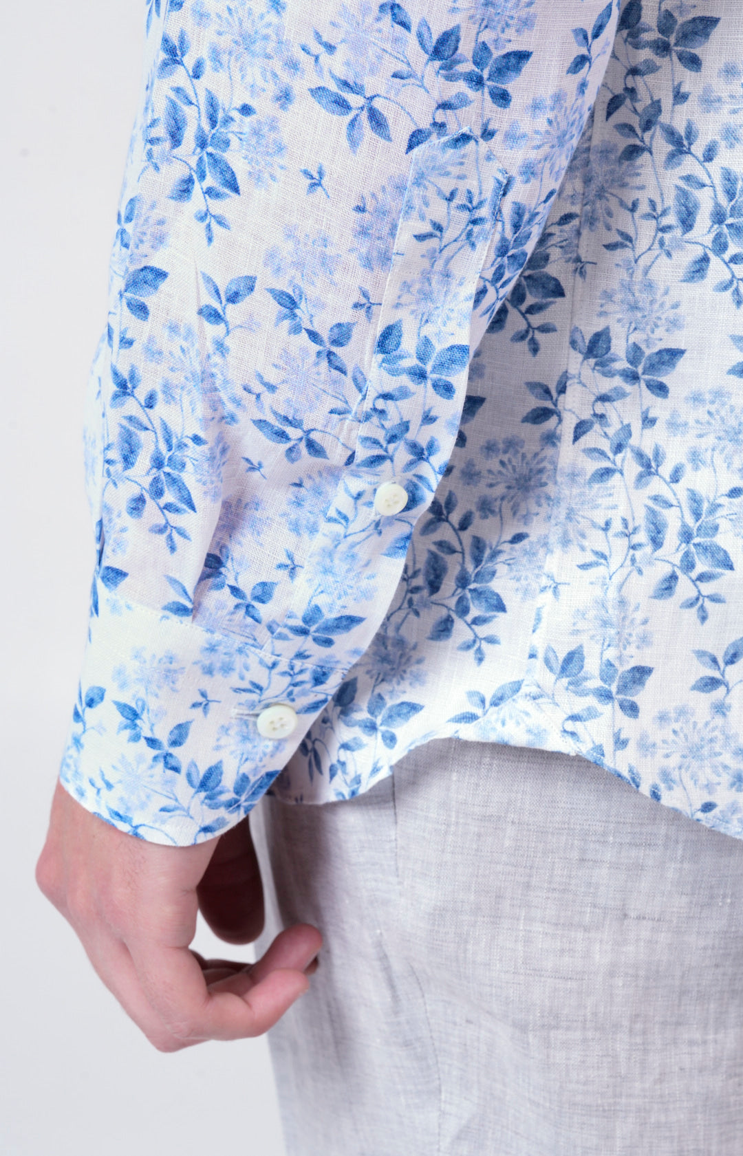 Camicia in lino con esclusiva fantasia