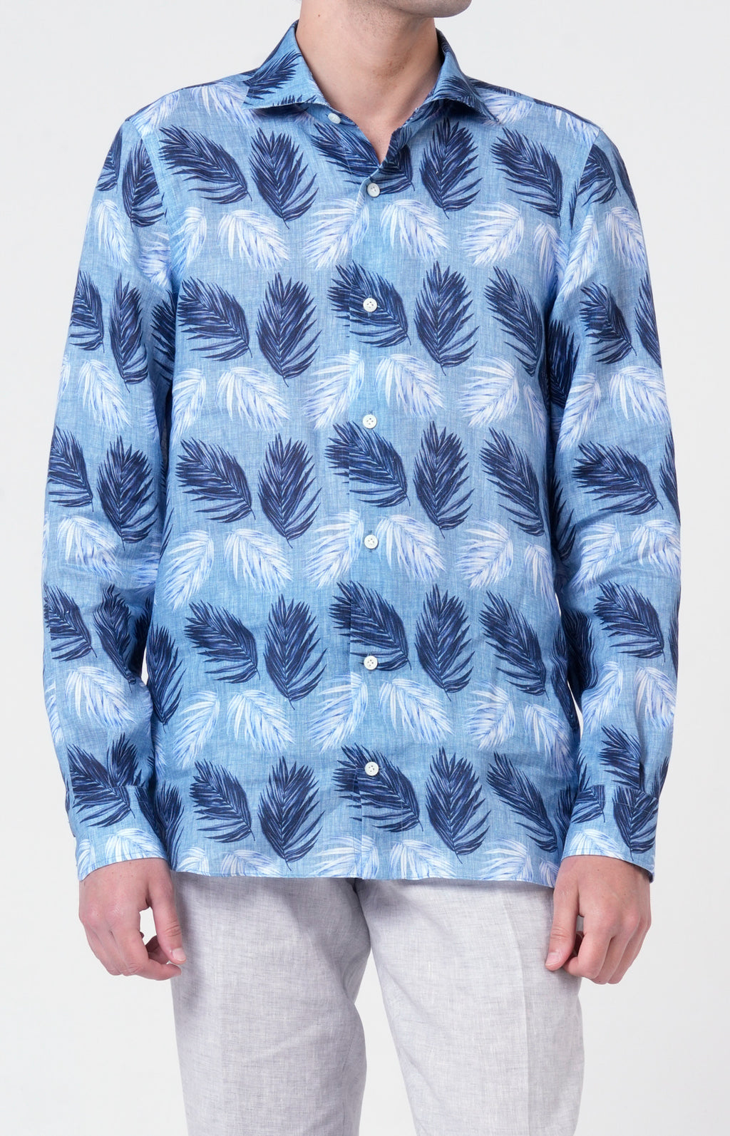 Camicia in lino con esclusiva fantasia