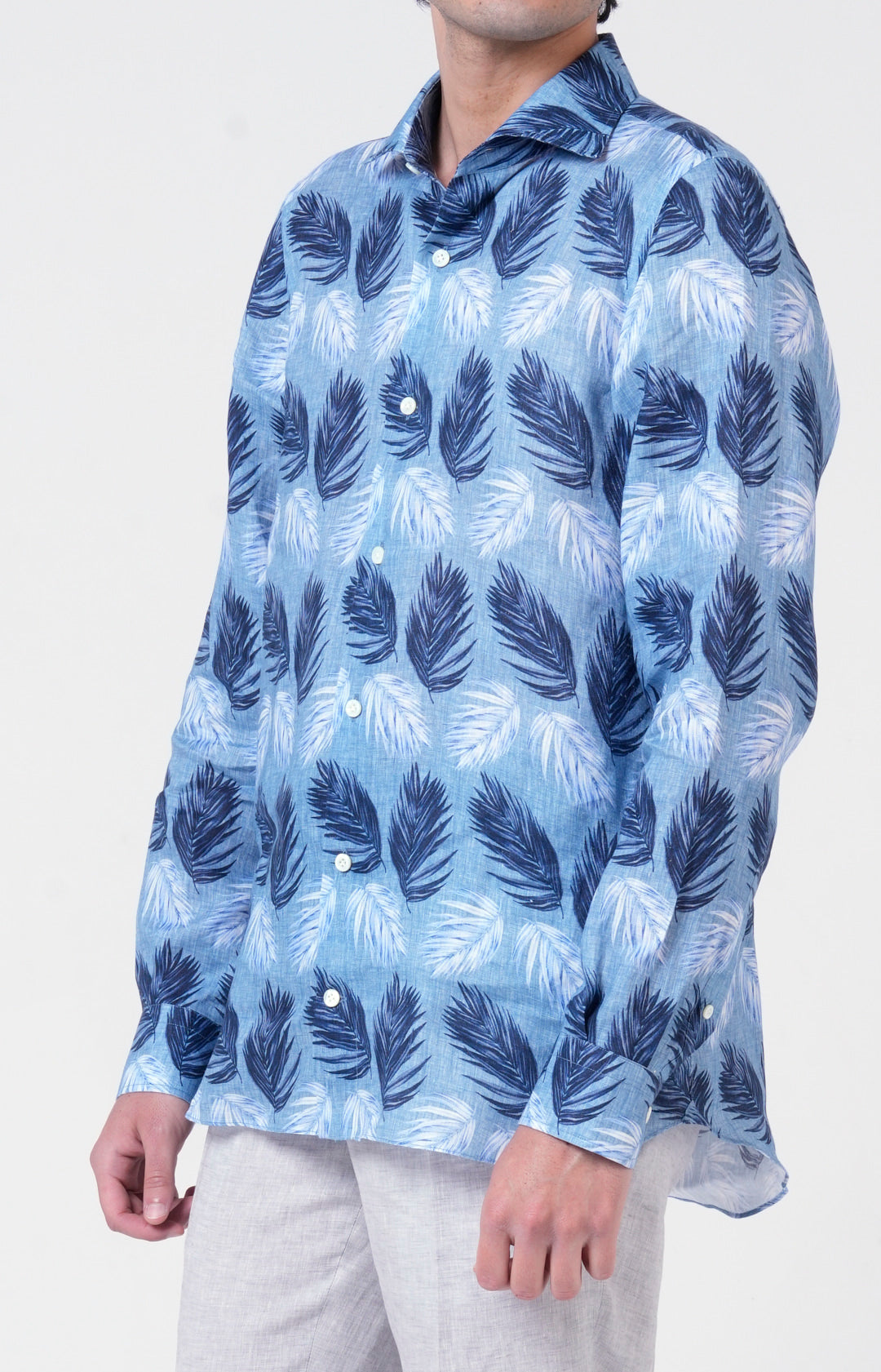 Camicia in lino con esclusiva fantasia