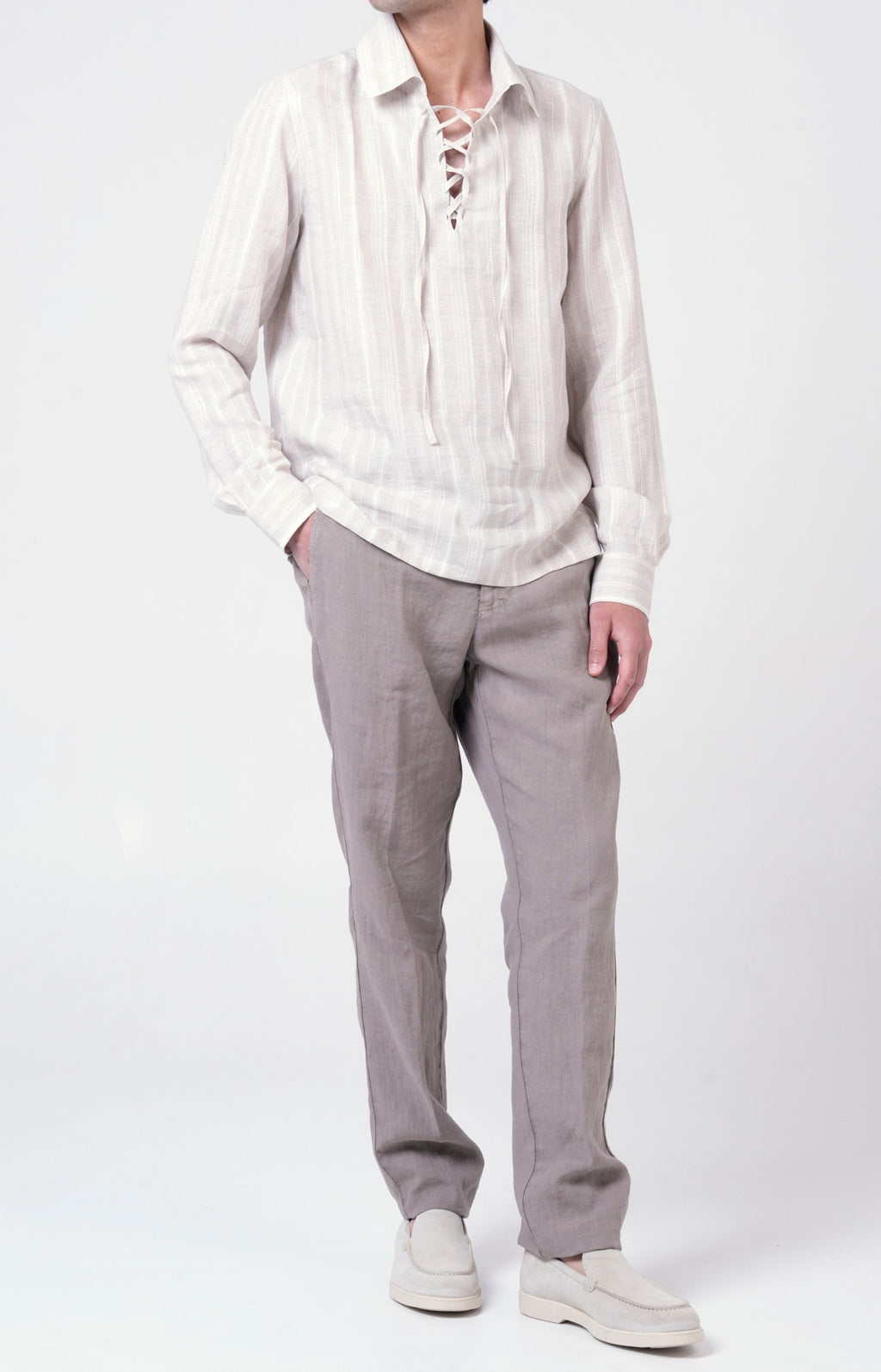 Casacca in lino con collo gladiatore