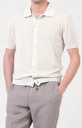 Camicia manica corta in cotone traforato