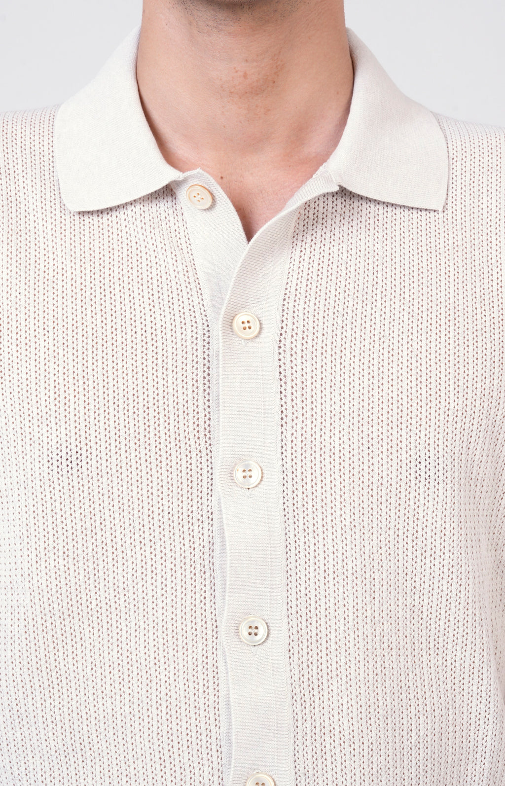 Camicia manica corta in cotone traforato