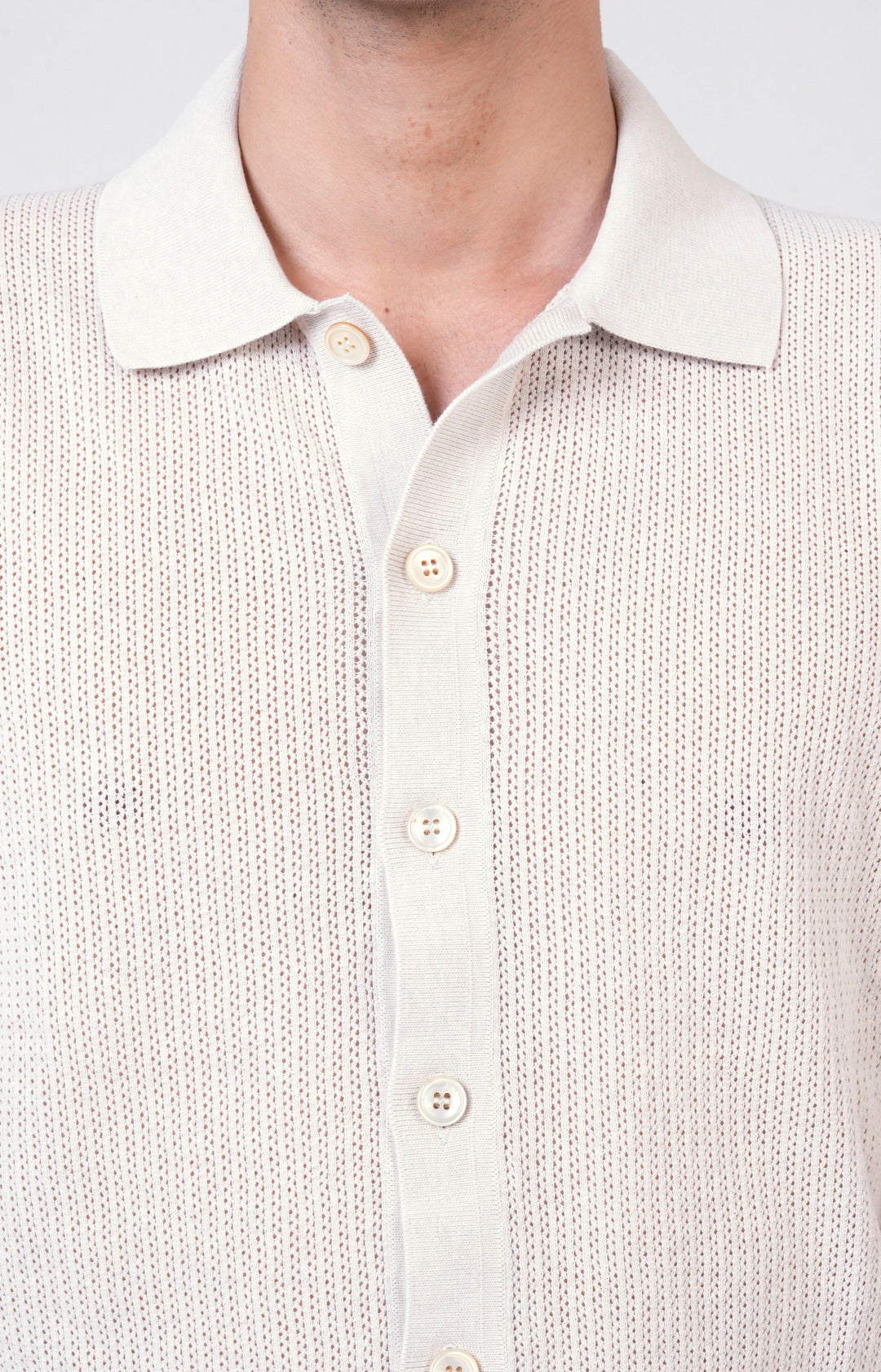 Camicia manica corta in cotone traforato