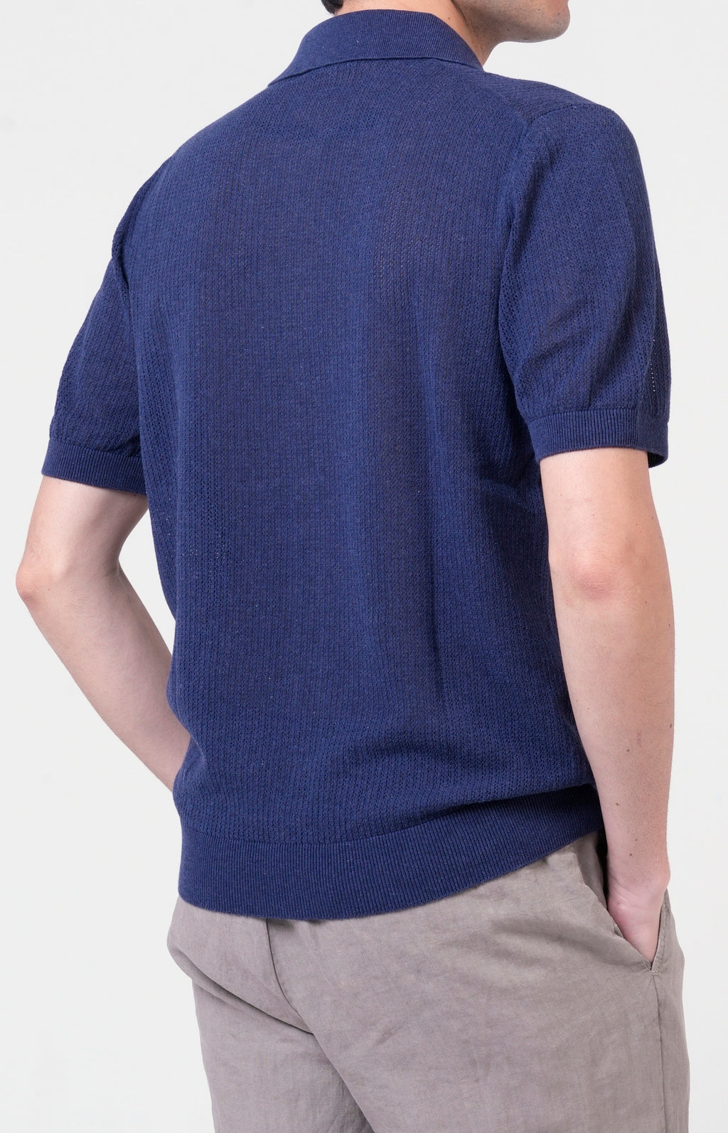 Camicia manica corta in cotone traforato