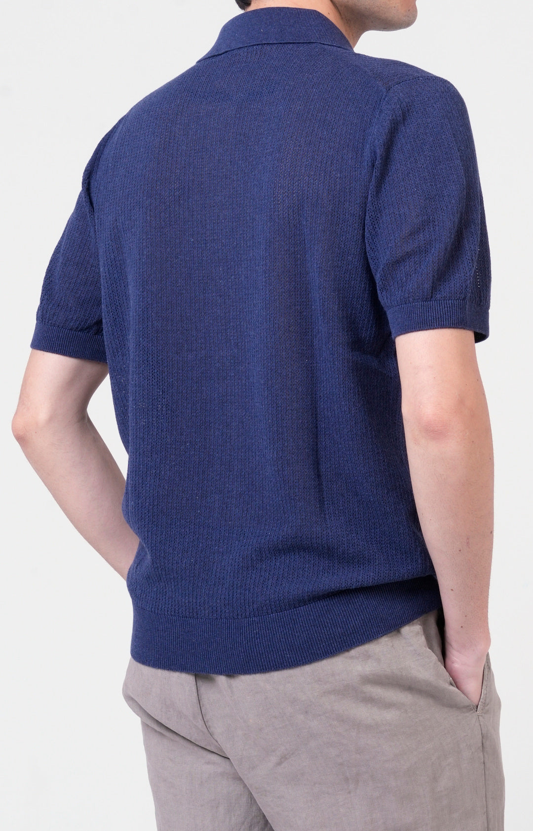 Camicia manica corta in cotone traforato