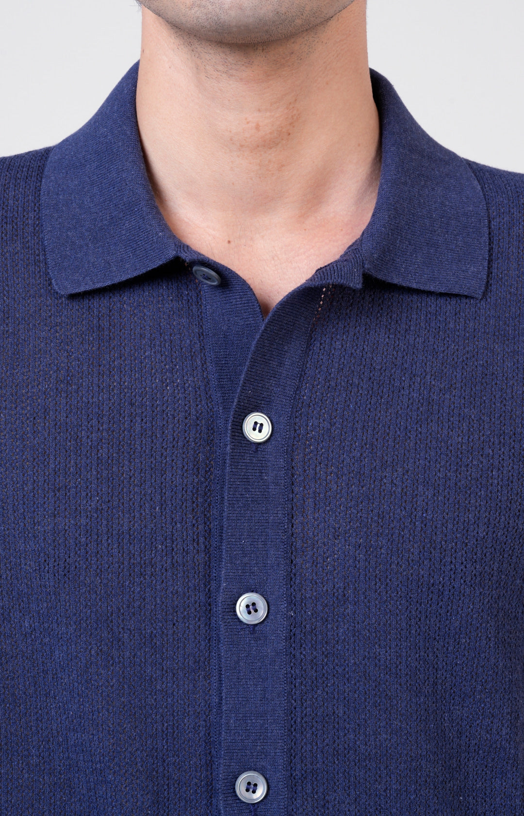 Camicia manica corta in cotone traforato