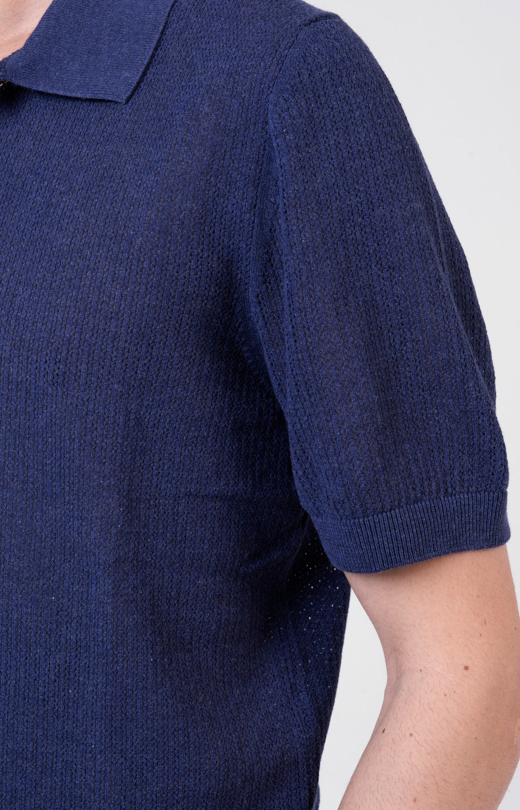 Camicia manica corta in cotone traforato