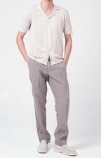 Short-sleeved shirt in linen and cotton knit