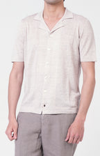 Short-sleeved shirt in linen and cotton knit