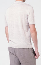 Short-sleeved shirt in linen and cotton knit