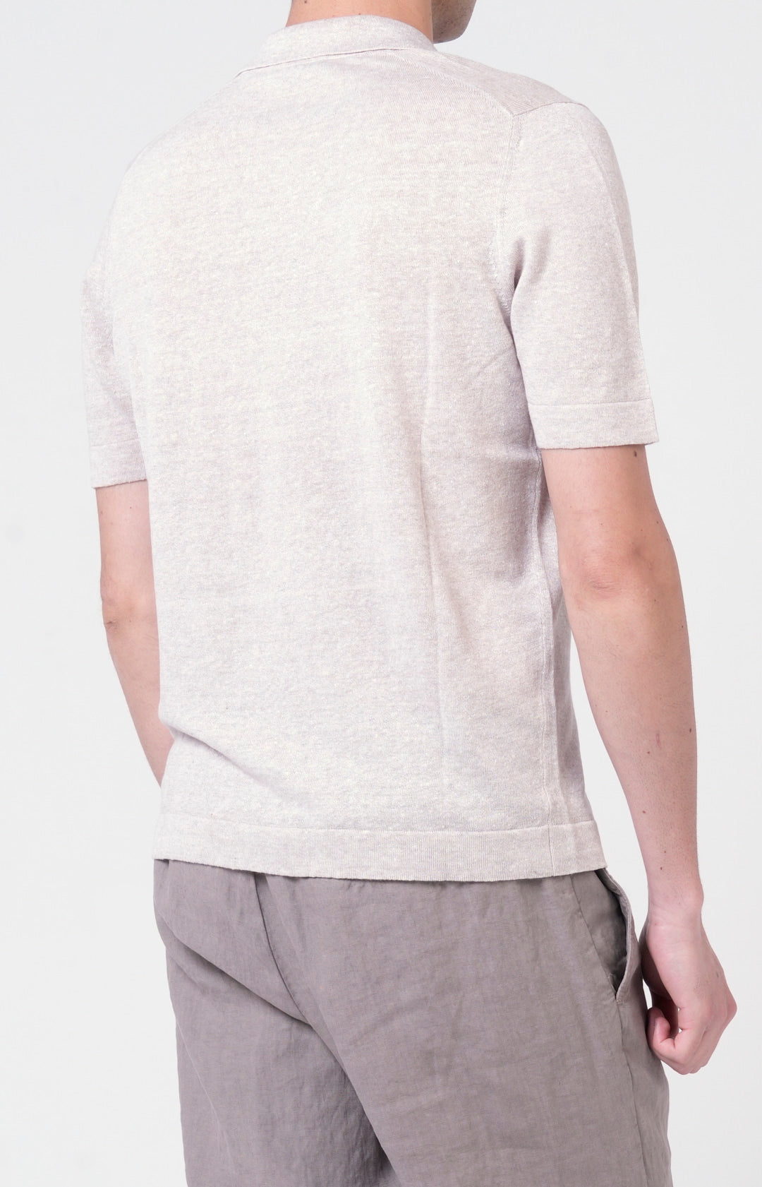 Short-sleeved shirt in linen and cotton knit