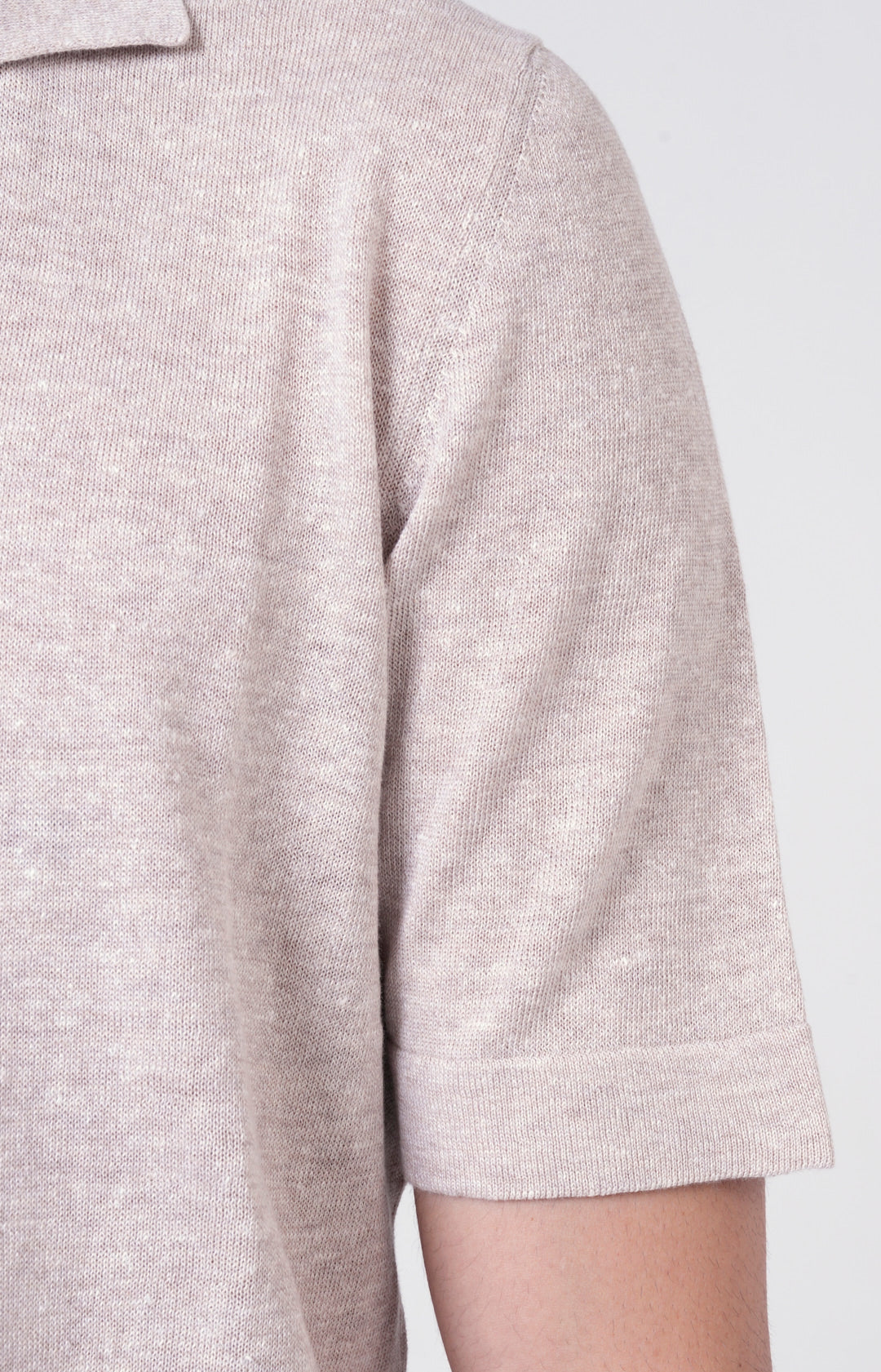 Short-sleeved shirt in linen and cotton knit