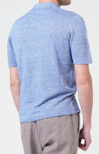 Short-sleeved shirt in linen and cotton knit