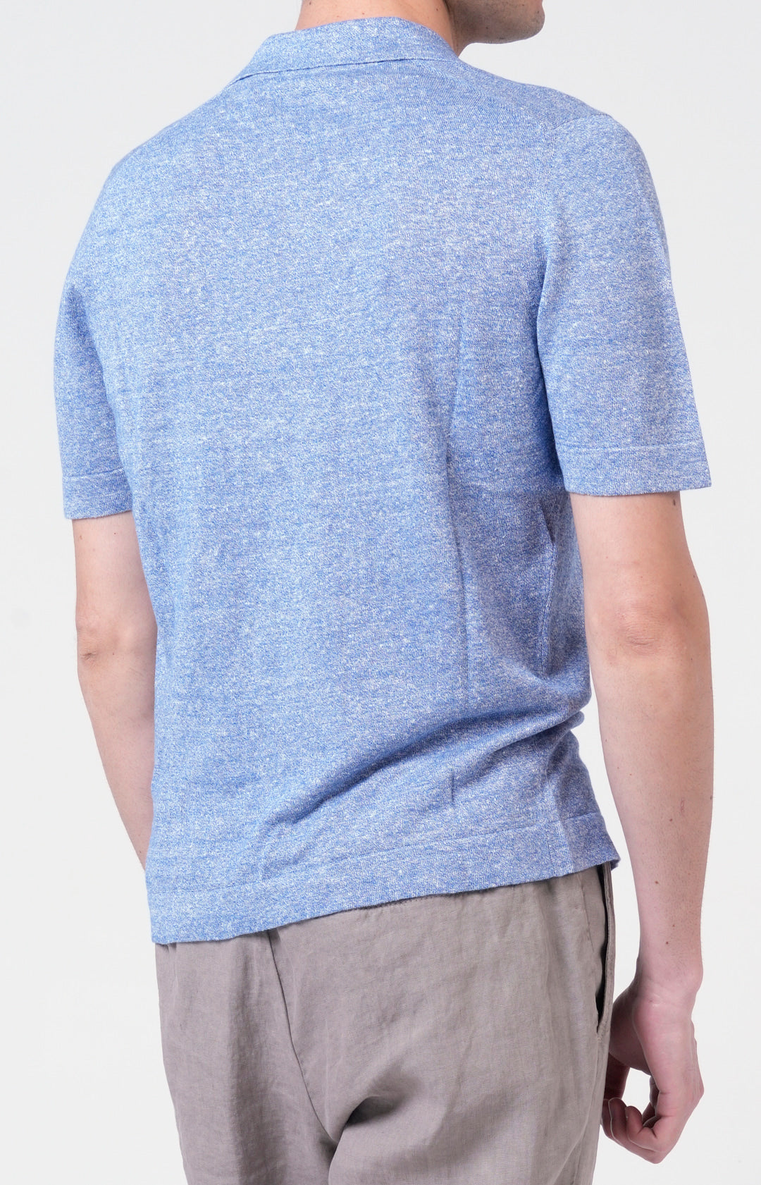 Short-sleeved shirt in linen and cotton knit