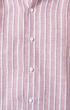 Camicia in lino rigato con collo francese
