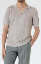 Short-sleeved shirt in linen and cotton knit