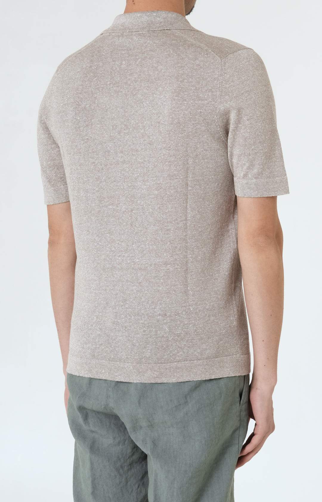 Short-sleeved shirt in linen and cotton knit