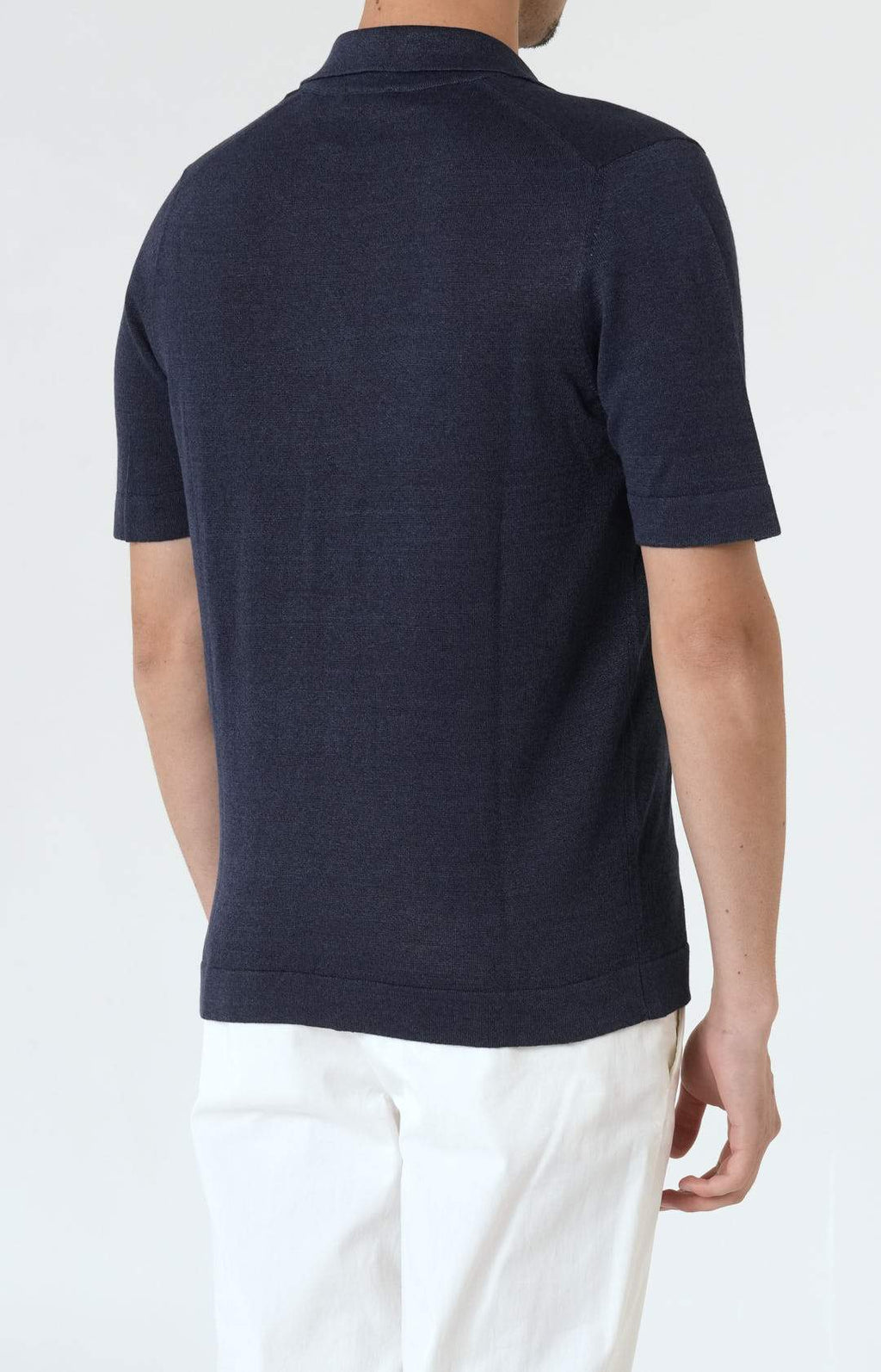 Short-sleeved shirt in linen and cotton knit